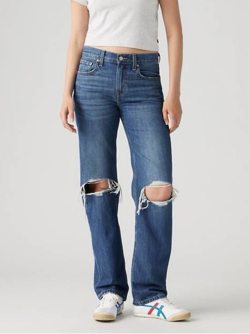 Levi’s Low Pro Straight Leg Distressed Jeans